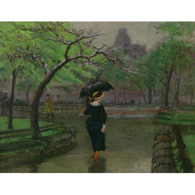 纽约春雨 约翰·法兰克·斯隆 印象风景 酒店油画