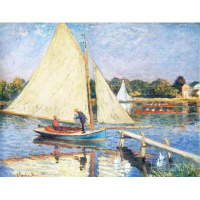 Argenteuil 的划船者 克劳德·莫奈  印象风景油画...