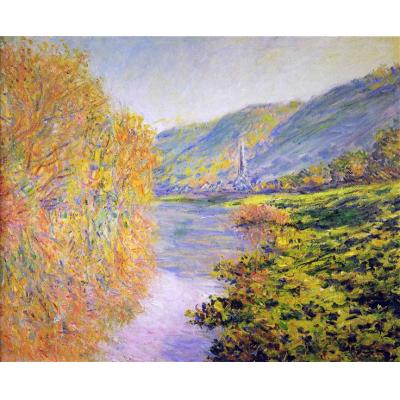 Jeufosse的塞纳河畔，秋天 克劳德·莫奈   印象风景油画 大芬村酒店客厅油画 