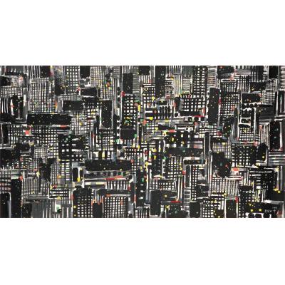 都市之夜 1997 水墨設色紙本 96.3 x 179.8厘米 中国风水墨画