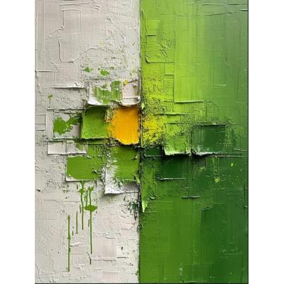 原创抽象油画白色纹理绘画绿色3D纹理艺术画黄色简约墙壁艺术大型抽象画布艺术