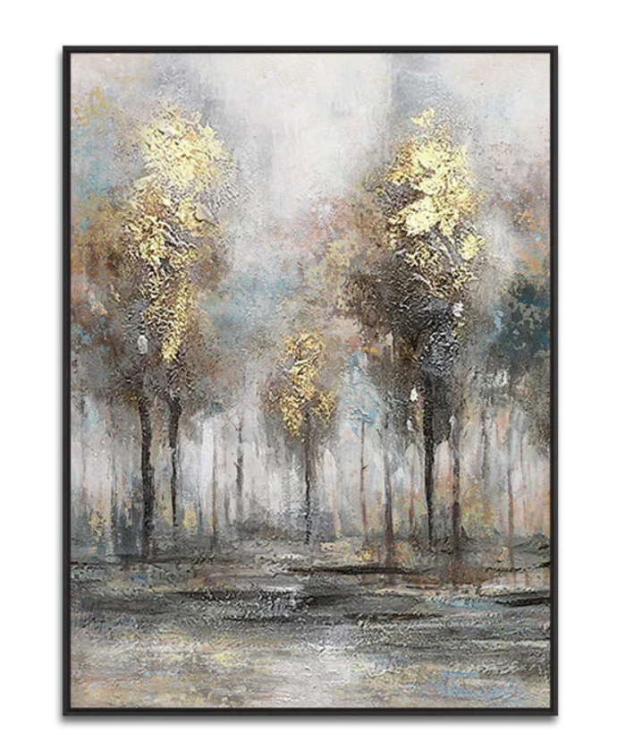 抽象油彩画 抽象森林油画金色大芬村油画工作室_表现主义抽象油画_抽象油画、现代