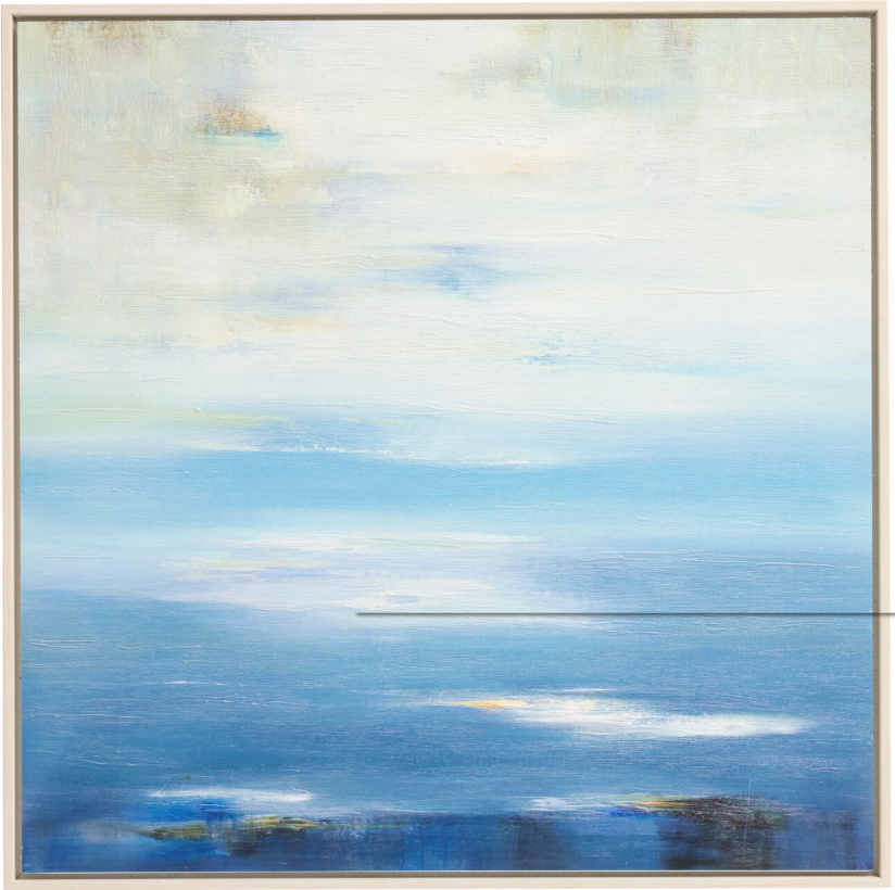 蓝色水生抽象风景框装帆布墙画大芬村油画_海景，帆船油画_风景油画分类