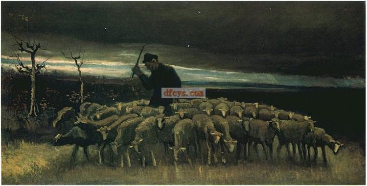 一群羊牧羊人 文森特 - 梵高 大芬村手绘油画