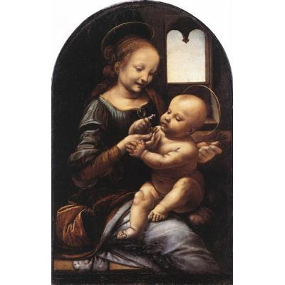麦当娜与一朵花（麦当娜·贝诺瓦） 达芬奇（Leonardo da Vinci） 世界名画