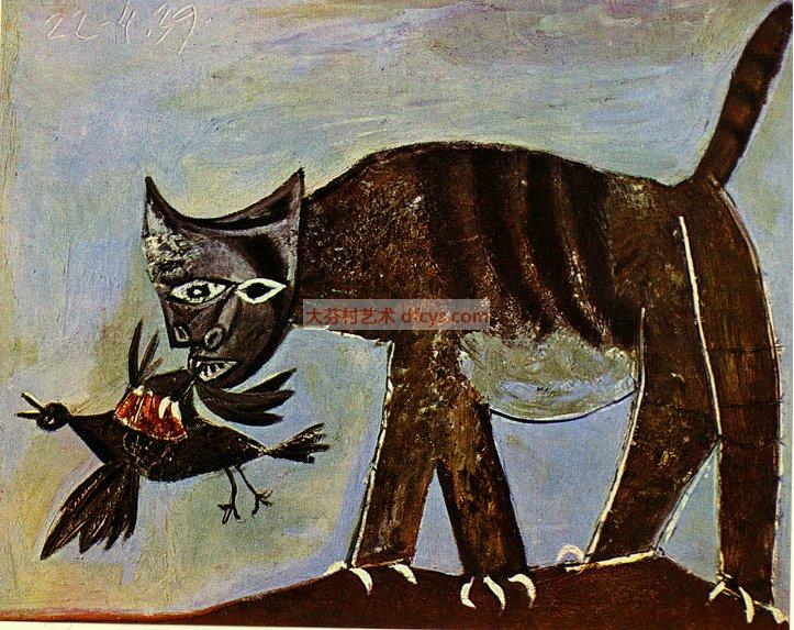 猫捉鸟 巴勃罗毕加索 油画