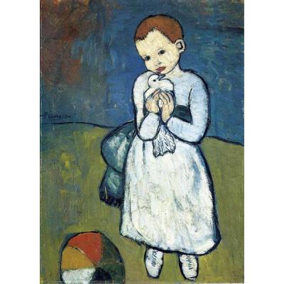 带着鸽子的孩子 巴勃罗毕加索 抽象油画