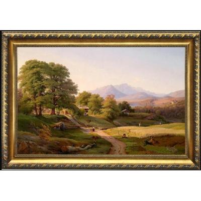 古典风景油画手绘 欧式沙发背景 大芬村油画