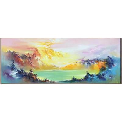手绘油画客厅入户玄关柜装饰画风景 中式山水油画