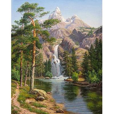 古典风景油画  大芬村油画  手绘 高山流水 玄关