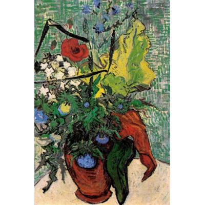 花瓶里的野花和蓟 文森特 - 梵高  花卉油画 大芬村餐厅油画