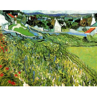 享有奥维尔美景的葡萄园 文森特 - 梵高  田园风景油画
