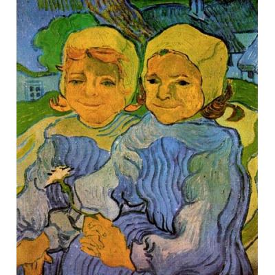两个小女孩 文森特 - 梵高  印象人物油画