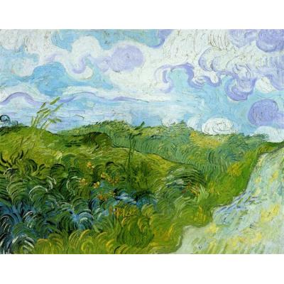 绿色的麦田 文森特 - 梵高  印象风景油画 客厅挂画