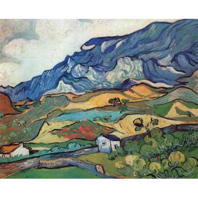 Les Alpilles, South-Reme 附近的山地景观 文森特 - 梵高   大芬村风景油画临摹