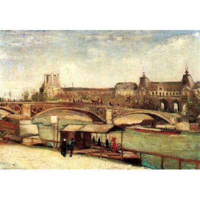 卡鲁塞尔桥和卢浮宫 文森特 - 梵高 印象风景油画 酒店挂画...
