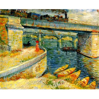 横跨塞纳河的桥梁在 Asnieres 文森特 - 梵高  欧美风景油画  客厅油画