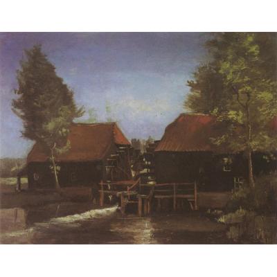 纽南附近科伦的水磨坊 文森特 - 梵高  欧洲风景油画