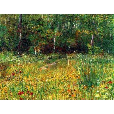 春天在阿斯涅尔公园 文森特 - 梵高  印象风景油画  大芬村手绘油画
