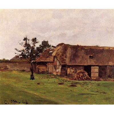 翁弗勒尔附近的农场 克劳德·莫奈 欧美风情油画  大芬村手绘油画临摹