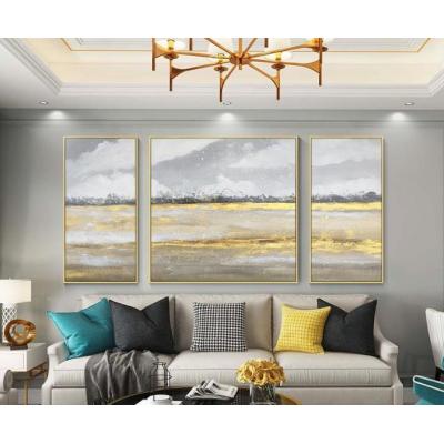 金色大地抽象风景油画手绘简约现代轻奢北欧客厅沙发背景墙挂画 ...