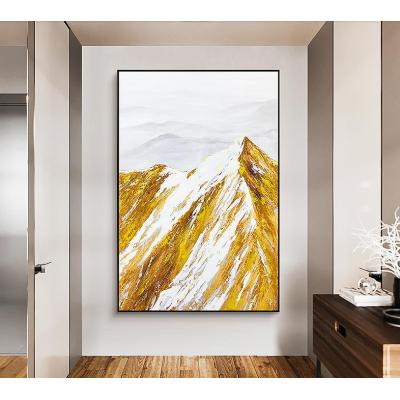 纯手绘金山装饰油画 金箔抽象风水油画 现代客厅背景墙挂画 玄...