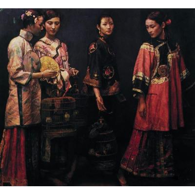 陈逸飞 丽人行（1988  老上海油画  大芬村