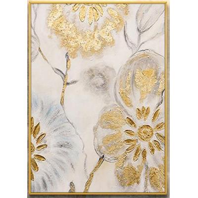 抽象花卉一会吧金箔装饰花卉油画 现代轻奢客厅餐厅玄关走道装饰油画 