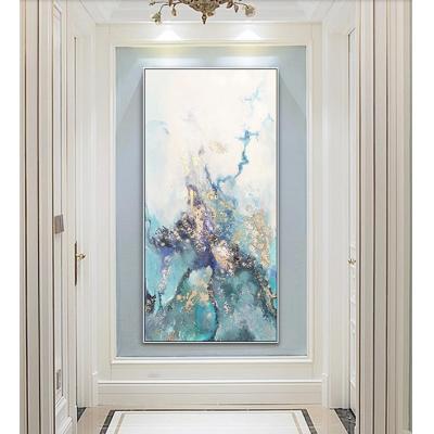纯手绘油画现代简约玄关过道装饰画轻奢抽象复式客厅挂画走廊壁画