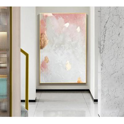 金粉主题抽象金箔手绘油画现代简约轻奢北欧玄关餐厅装饰抽象走廊尽头挂画