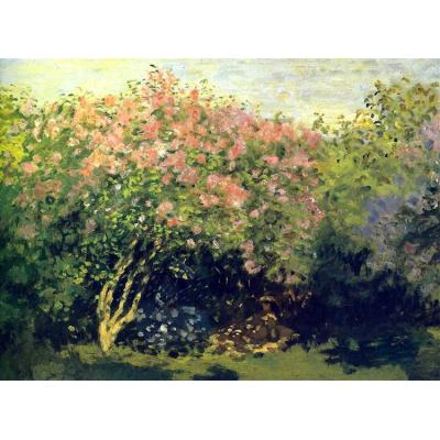 阳光下的紫丁香 克劳德·莫奈 印象花园景油画  手绘装饰油画