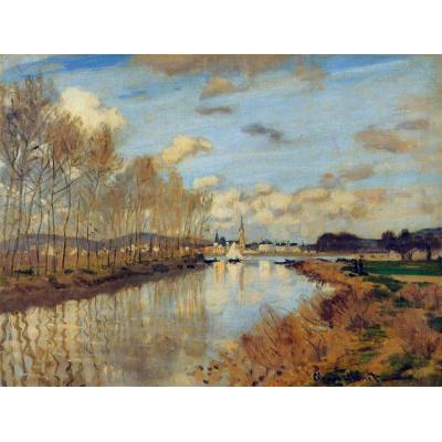 Argenteuil，从塞纳河的小臂上看 克劳德·莫奈  印象风景油画 手绘装饰油画 