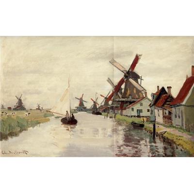 荷兰的风车 克劳德·莫奈 印象风景油画 酒店客厅装饰油画