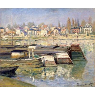 阿涅尔的塞纳河 克劳德·莫奈 大芬村手绘油画  印象风景油画