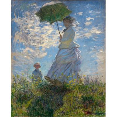 长廊，带阳伞的女人 克劳德·莫奈  印象人物油画  世界名画...