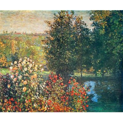 Montgeron 花园的一角 克劳德·莫奈  欧美花园景油画   酒店餐厅油画