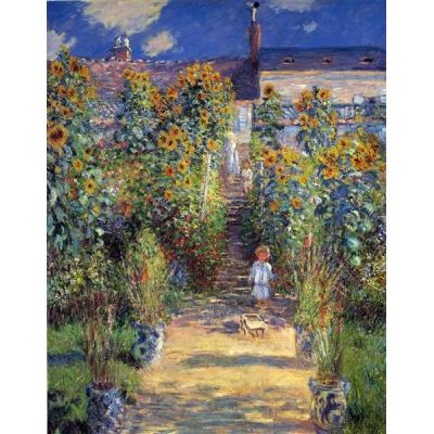 Vétheuil 的艺术家花园 克劳德·莫奈  印象花园景油画  客厅餐厅儿童房油画 