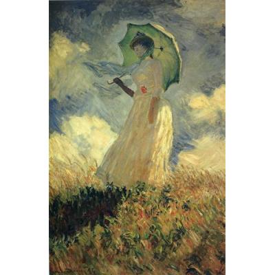 带阳伞的女人 克劳德·莫奈 印象肖像油画 客厅房间油画 油画