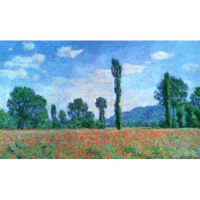 吉维尼的罂粟田 克劳德·莫奈  印象田园景油画  客厅餐厅风景油画 