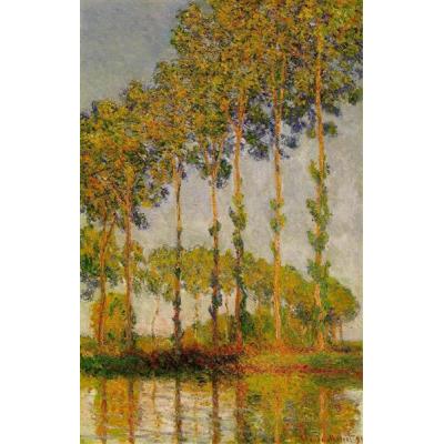 白杨树，行在秋天 克劳德·莫奈 印象风景油画 酒店客厅油画
