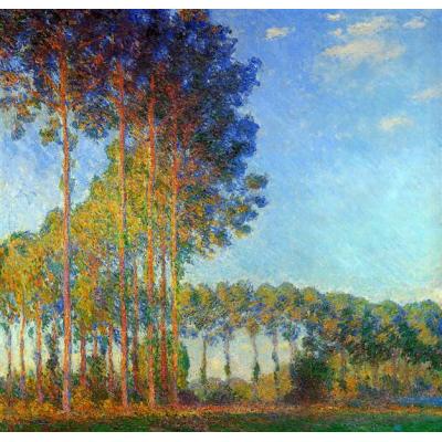 从沼泽看埃普特河畔的杨树 克劳德·莫奈 大芬村手绘油画 客厅风景装饰油画 