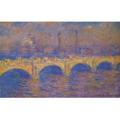 滑铁卢桥，阳光效果 克劳德·莫奈 印象风景油画  大芬村纯手绘油画 