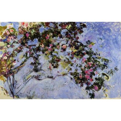 玫瑰丛 克劳德·莫奈 印象花卉油画  餐厅卫生间油画
