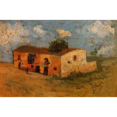 田野里的房子 巴勃罗毕加索  后印象风景油画 大芬村手绘油画