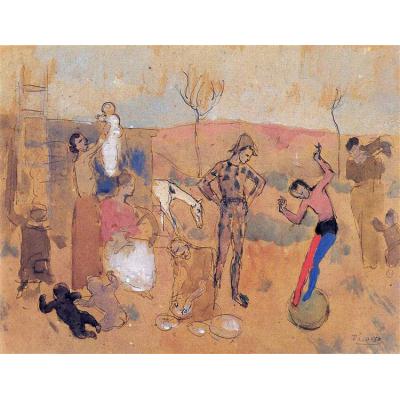 杂耍家 巴勃罗毕加索  民情风俗油画 大芬村纯手绘油画 