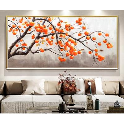 新中式手绘油画客厅沙发背景装饰画轻奢玄关别墅挂画事事如意