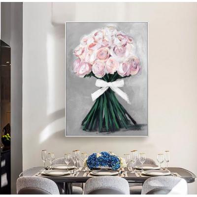 纯手绘花卉油画 现代轻奢玄关客厅餐厅走道房间装饰油画 