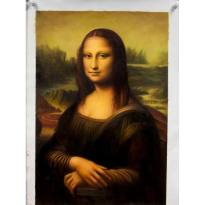 油画作品欣赏  大芬村油画 实拍手绘 蒙娜丽莎的微笑
