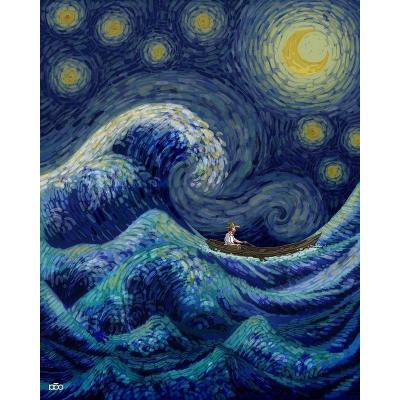 海浪   梵高系列创意油画  大芬村 手绘油画定制