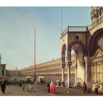 位于威尼斯Piazzetta的Piazza di San Marco广场 欧式古典建筑油画
